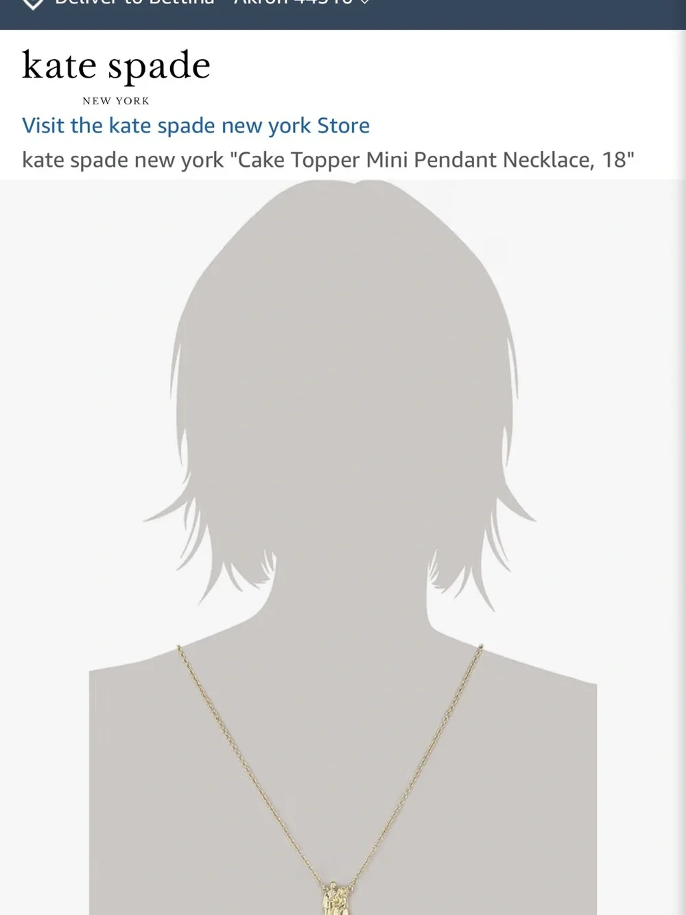 kate spade gold Bride & Groom Pendant Necklace